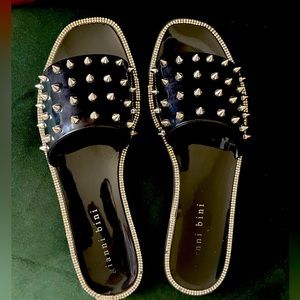 Gianni Bini black studded sandals with rhinestones - size 9